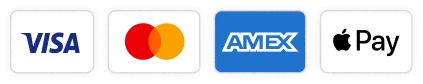 Visa, Mastercard, American Express and Apple Pay accepted